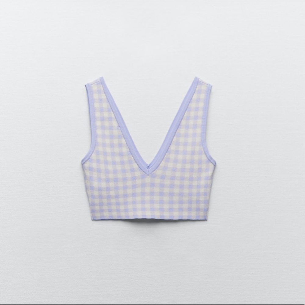 Zara | Purple and White Gingham Top